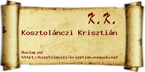 Kosztolánczi Krisztián névjegykártya
